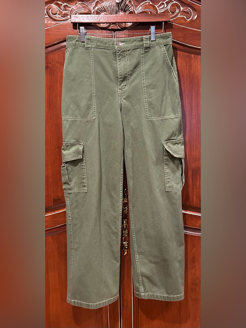 Full Tilt Olive Cargo Pants with Patch Pockets